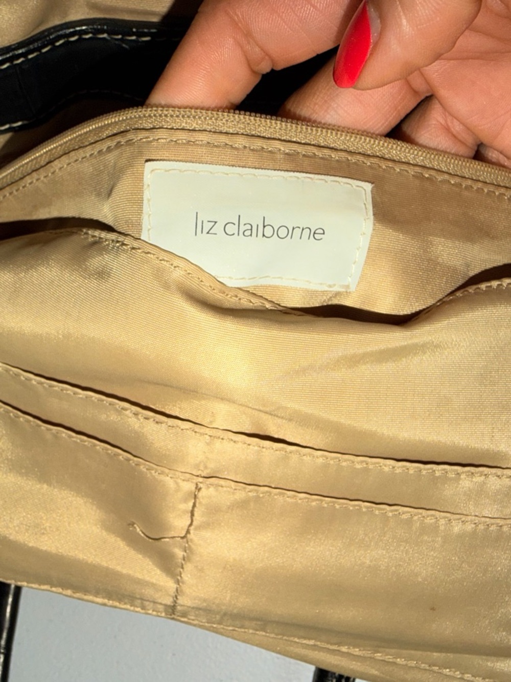 Liz Claiborne Black Croc-Embossed Shoulder Tote - Picture 14 of 16